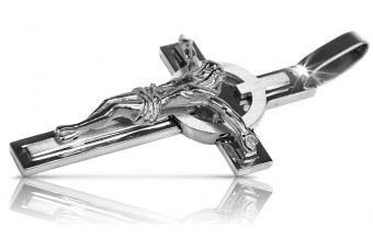 Classic 14K White Gold Catholic Cross with Italian Detailing ctc049w ctc049w