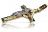 "Croix Catholique en Or Jaune Blanc 14k 585 Italien" ctc049wy ctc049wy