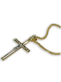 Croix catholique en or jaune 14k et chaîne Spiga - Collection Ciel béni ctc001y&cc036y