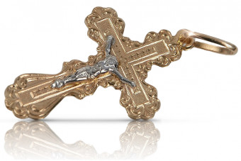 Croix orthodoxe en or rose 14K blanc oc002rw