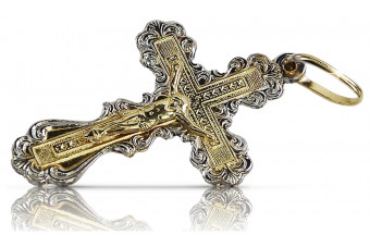 14Kt White Yellow Gold Italian Orthodox Cross oc002wy