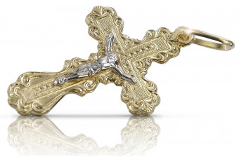 "Italian Crafted 14K Yellow and White Gold Orthodox Cross Necklace" oc002yw oc002yw