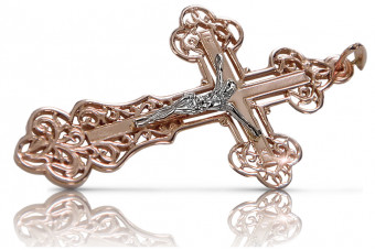 Croix orthodoxe en or 14K blanc rosé vintage oc003rw