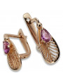 Original Vintage 14K Rose Gold Amethyst Earrings vec067 vec067