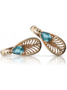 "Elegant Vintage Aquamarine Earrings in 14K Rose Gold vec067"  Vintage vec067