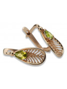 Aretes de oro rosa antiguo de 14k con peridoto amarillo vec067