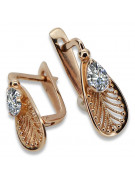 Boucles d'oreilles vintage en zircon et or rose 14 carats 585 vec067 Vintage vec067