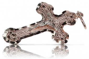 Croix orthodoxe en or rose 14K et blanc oc009rw