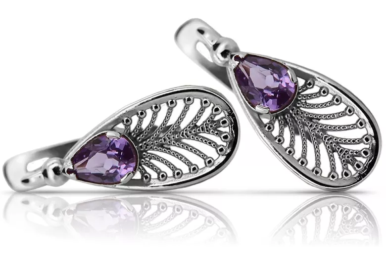 Sterling Silver 925 Alexandrite Drop Earrings vec067s