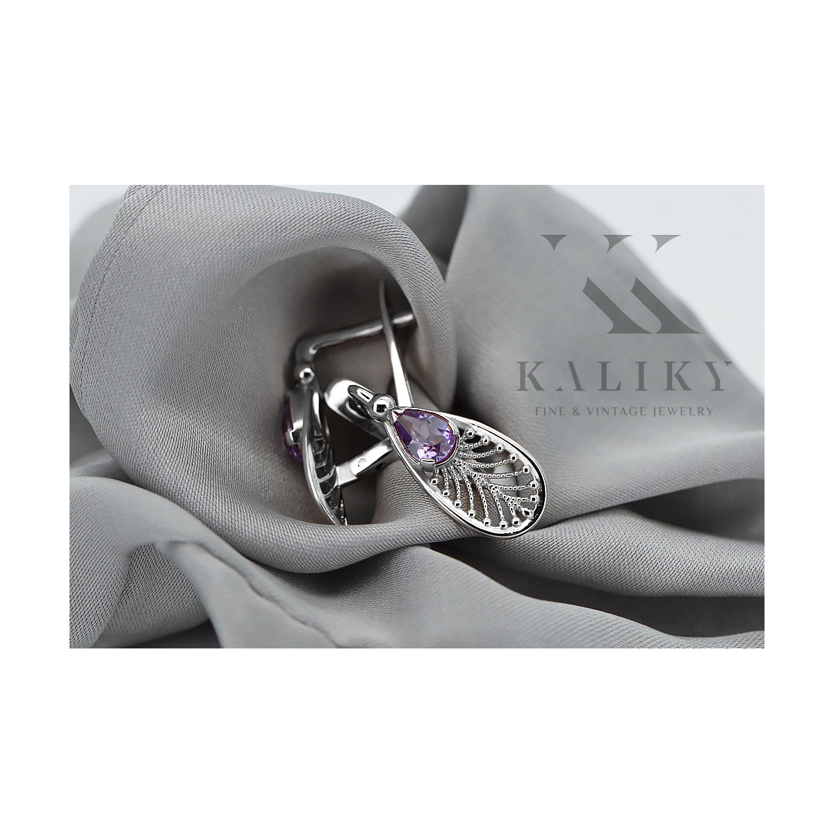 Boucles d'oreilles en argent sterling 925, Alexandrite vintage vec067s