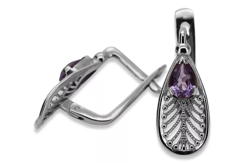 Boucles d'oreilles en argent sterling 925, Alexandrite vintage vec067s