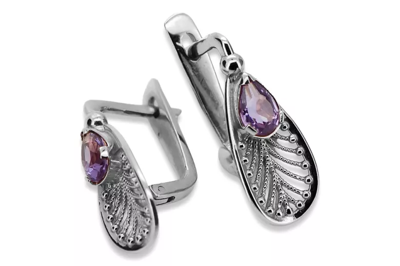 Sterling Silver 925 Alexandrite Drop Earrings vec067s