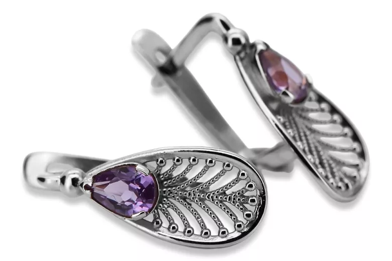 Boucles d'oreilles en argent sterling 925, Alexandrite vintage vec067s