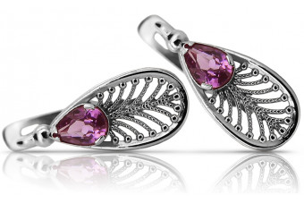 Boucles d'oreilles en argent sterling 925, Améthyste vintage vec067s