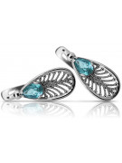 Boucles d'oreilles en argent sterling 925, Aigue-marine Vintage vec067s