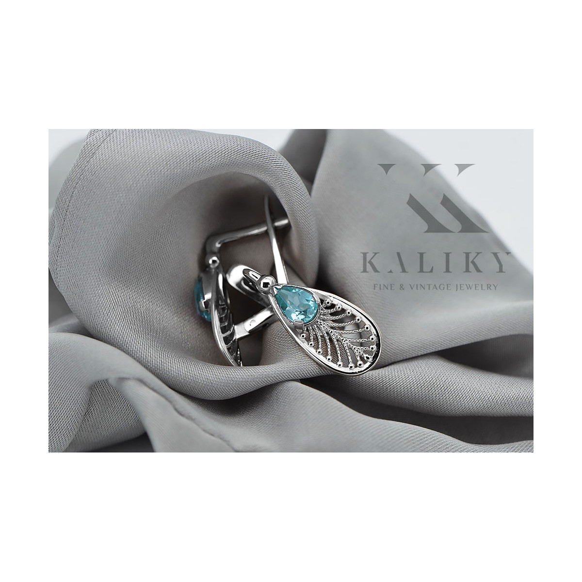 925 Sterling Silber Aquamarin Ohrringe in Vintage-Stil vec067s