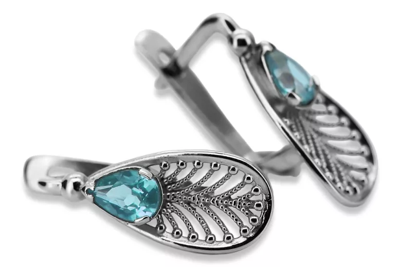 925 Sterling Silber Aquamarin Ohrringe in Vintage-Stil vec067s