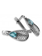 Boucles d'oreilles en argent sterling 925, Aigue-marine Vintage vec067s