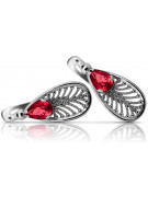 Boucles d'oreilles en argent sterling 925, Rubis. vec067s