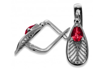 Boucles d'oreilles en argent sterling 925, Rubis. vec067s