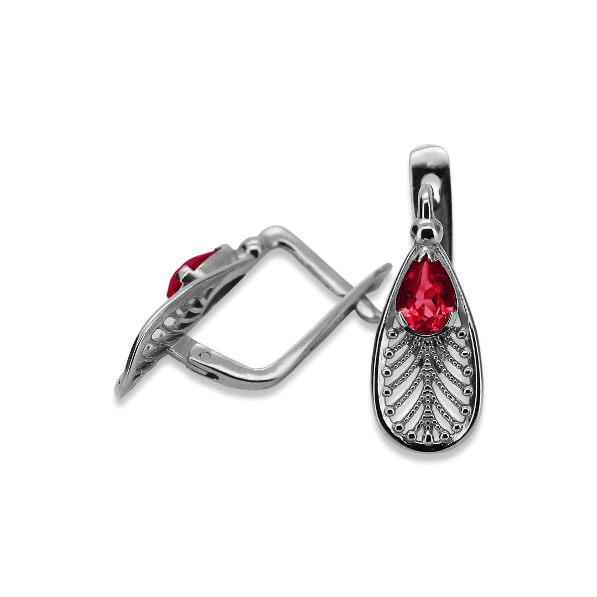 Boucles d'oreilles en argent sterling 925, Rubis. vec067s