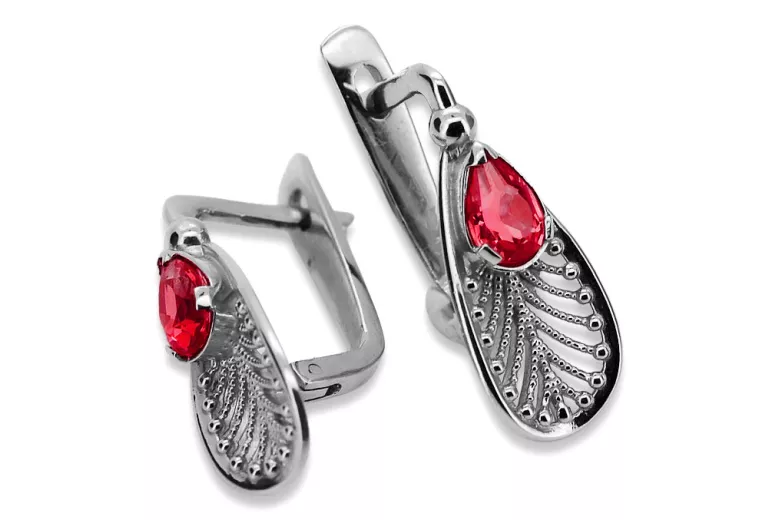 Boucles d'oreilles en argent sterling 925, Rubis. vec067s