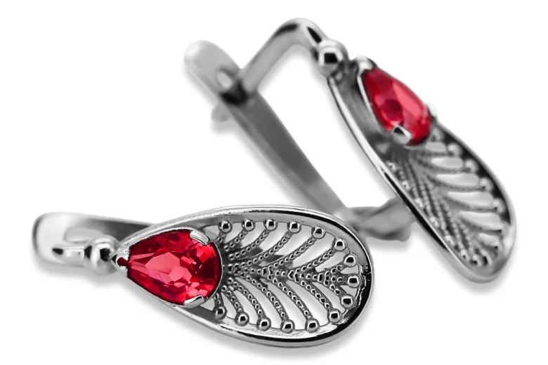 Boucles d'oreilles en argent sterling 925, Rubis. vec067s