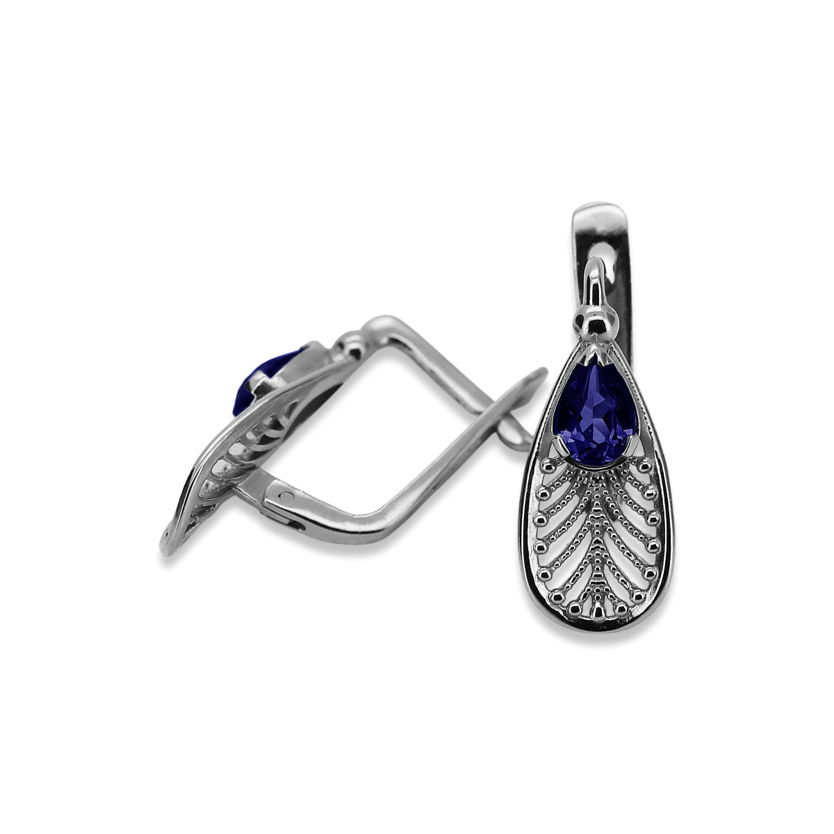 Boucles d'oreilles en argent sterling 925, Saphi vintage vec067s