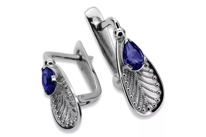 Boucles d'oreilles en argent sterling 925, Saphi vintage vec067s