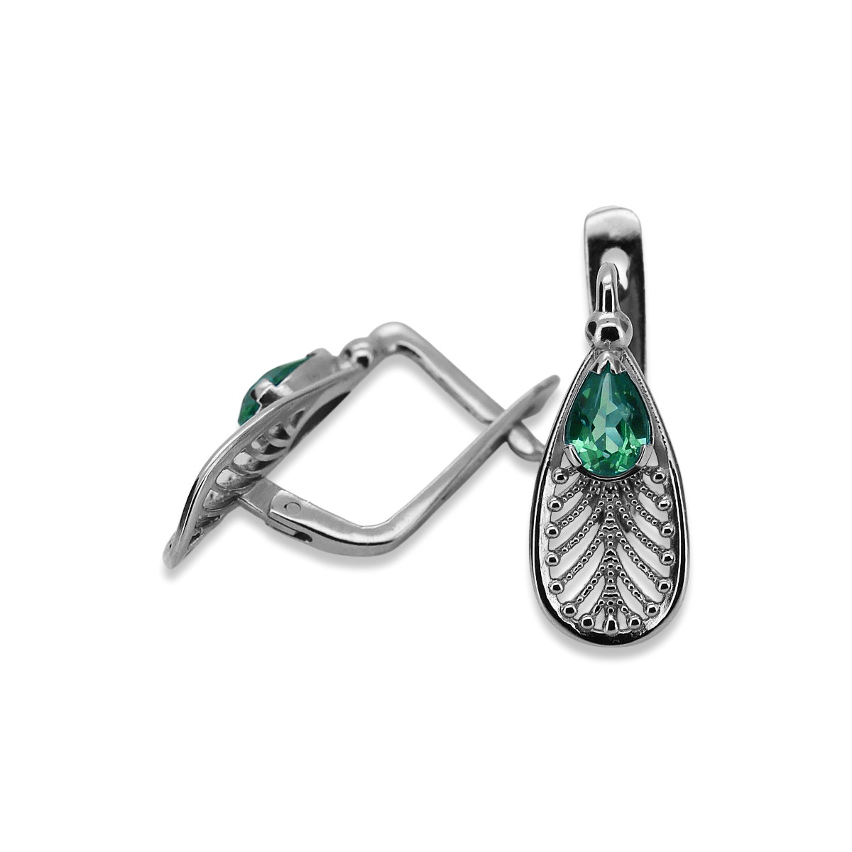 Sterling Silver 925 Emerald Drop Earrings vec067s