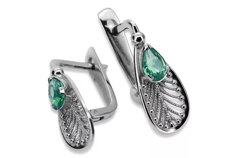 Sterling Silver 925 Emerald Drop Earrings vec067s