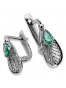 Boucles d'oreilles en argent sterling 925, Émeraude Vintage vec067s