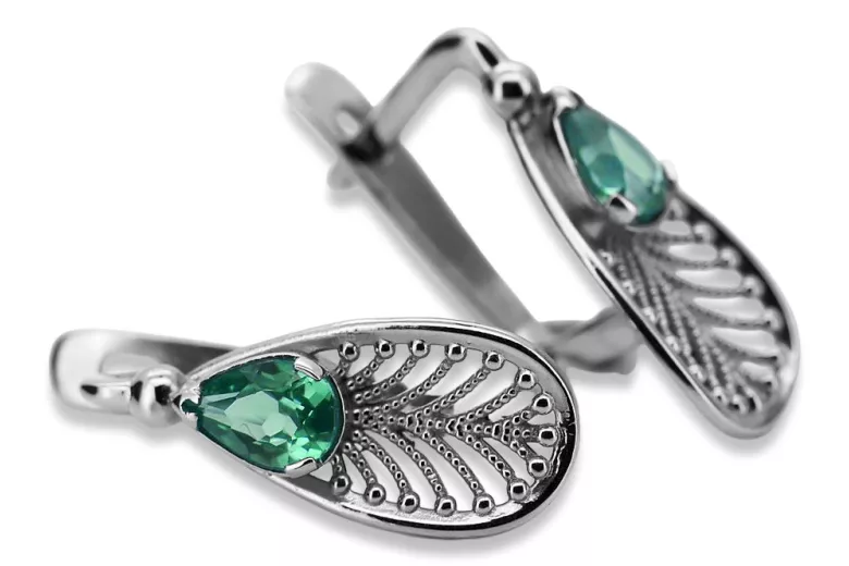 Sterling Silver 925 Emerald Drop Earrings vec067s