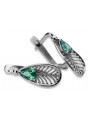 Boucles d'oreilles en argent sterling 925, Émeraude Vintage vec067s