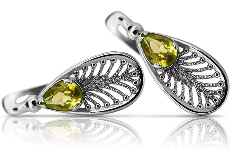 Pendientes de Plata de ley 925 con Peridoto Amarillo Vintage vec067s