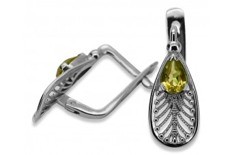 Vintage Sterling Silver 925 Yellow Peridot Earrings vec067s