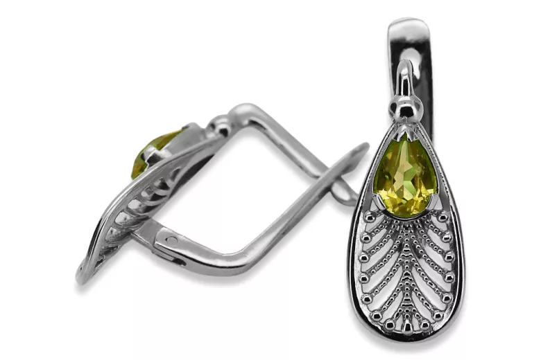 Cercei vintage din argint sterling 925, Peridot galben vec067s