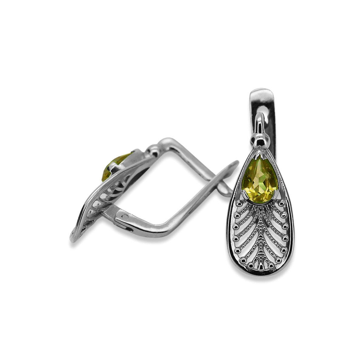 Boucles d'oreilles en argent sterling 925, Péridot jaun vec067s