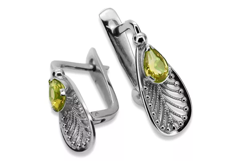 Pendientes de Plata de ley 925 con Peridoto Amarillo Vintage vec067s