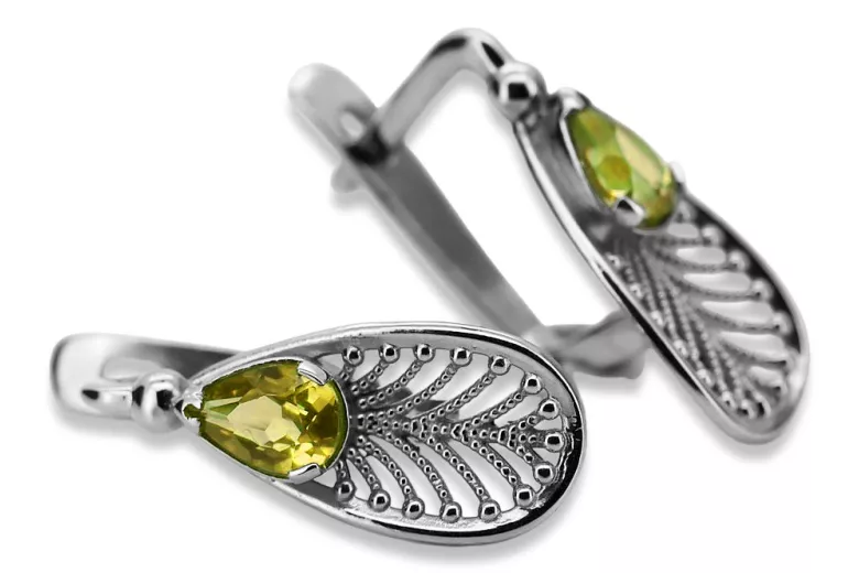 Cercei vintage din argint sterling 925, Peridot galben vec067s