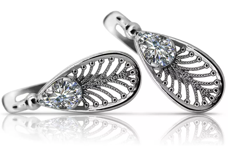 Boucles d'oreilles en argent sterling 925, Zirco vintage vec067s