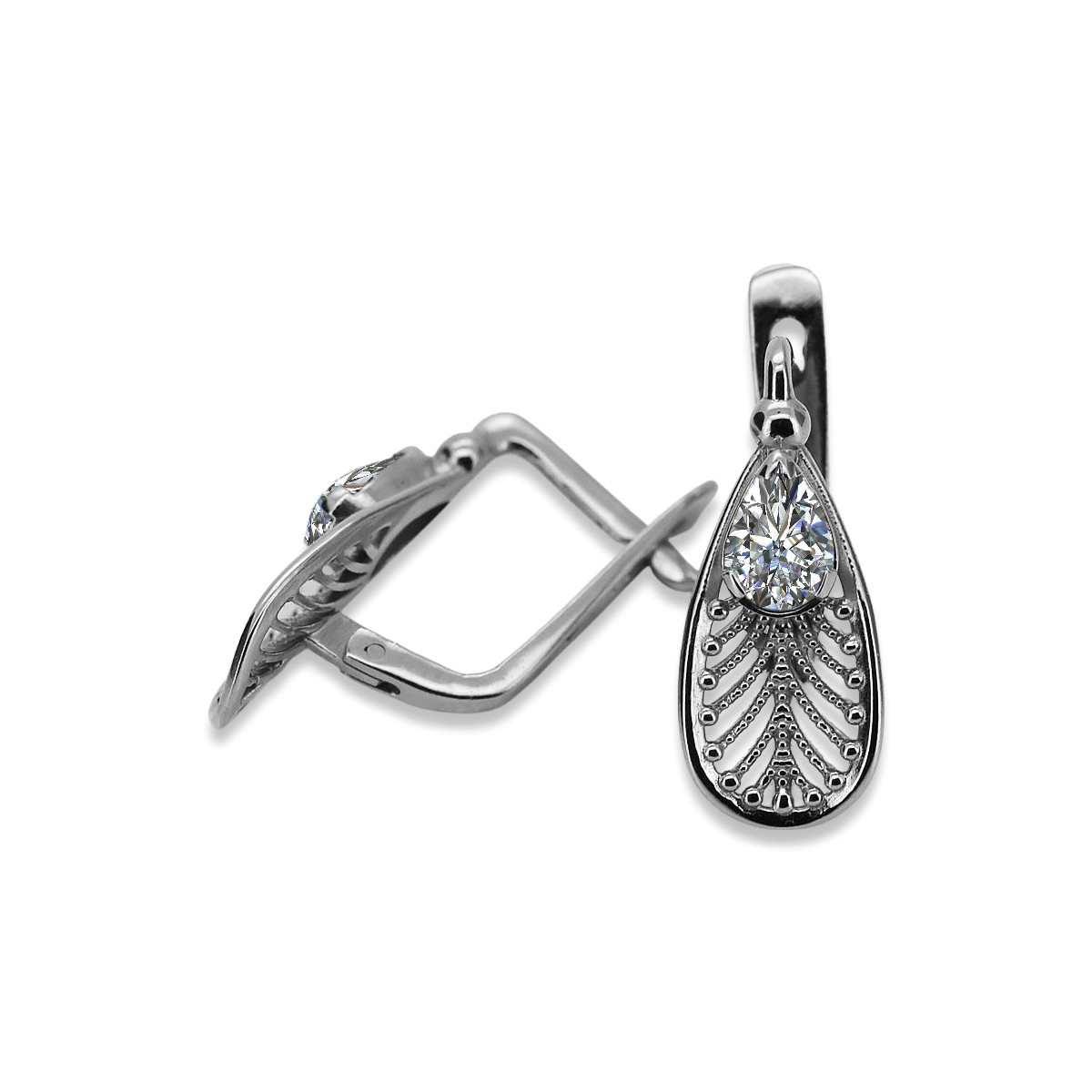 Boucles d'oreilles en argent sterling 925, Zirco vintage vec067s