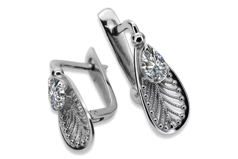 Boucles d'oreilles en argent sterling 925, Zirco vintage vec067s