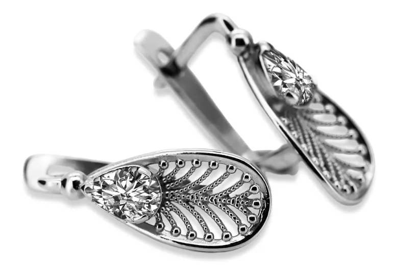 Boucles d'oreilles en argent sterling 925, Zirco vintage vec067s