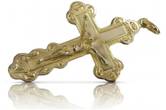 Pendentif croix orthodoxe en or jaune 14 carats oc013y