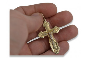 Pendentif croix orthodoxe en or jaune 14 carats oc013y