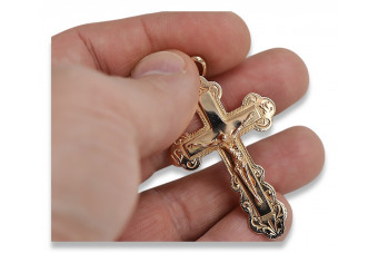 Croix orthodoxe en or rose 14K blanc oc013rw