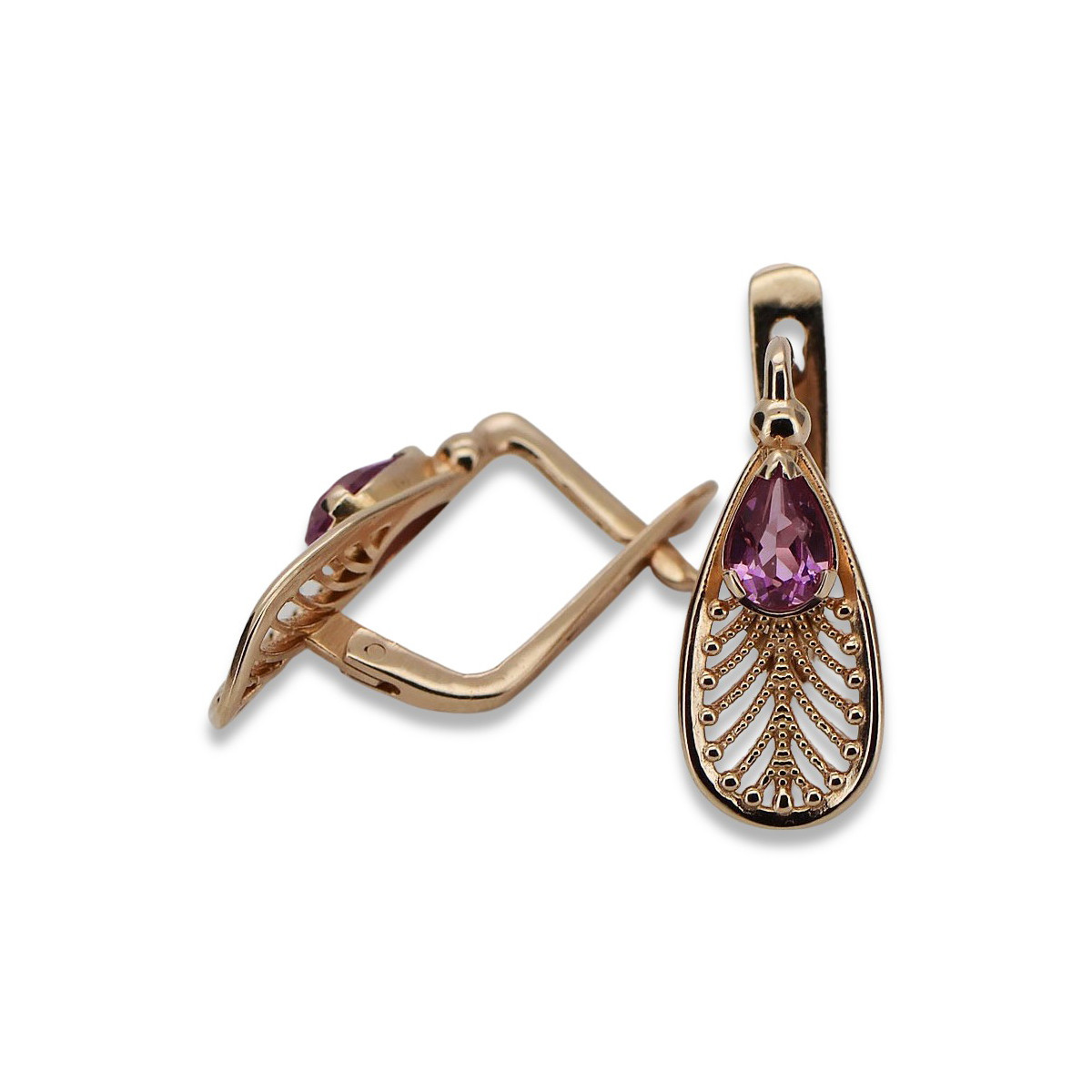 Rose Gold Plated Sterling Silver Amethyst Earrings vec067