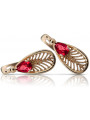 Boucles d'oreilles en argent vintage plaqué or rose, Rubis vec067