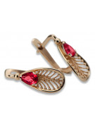 Boucles d'oreilles en argent vintage plaqué or rose, Rubis vec067